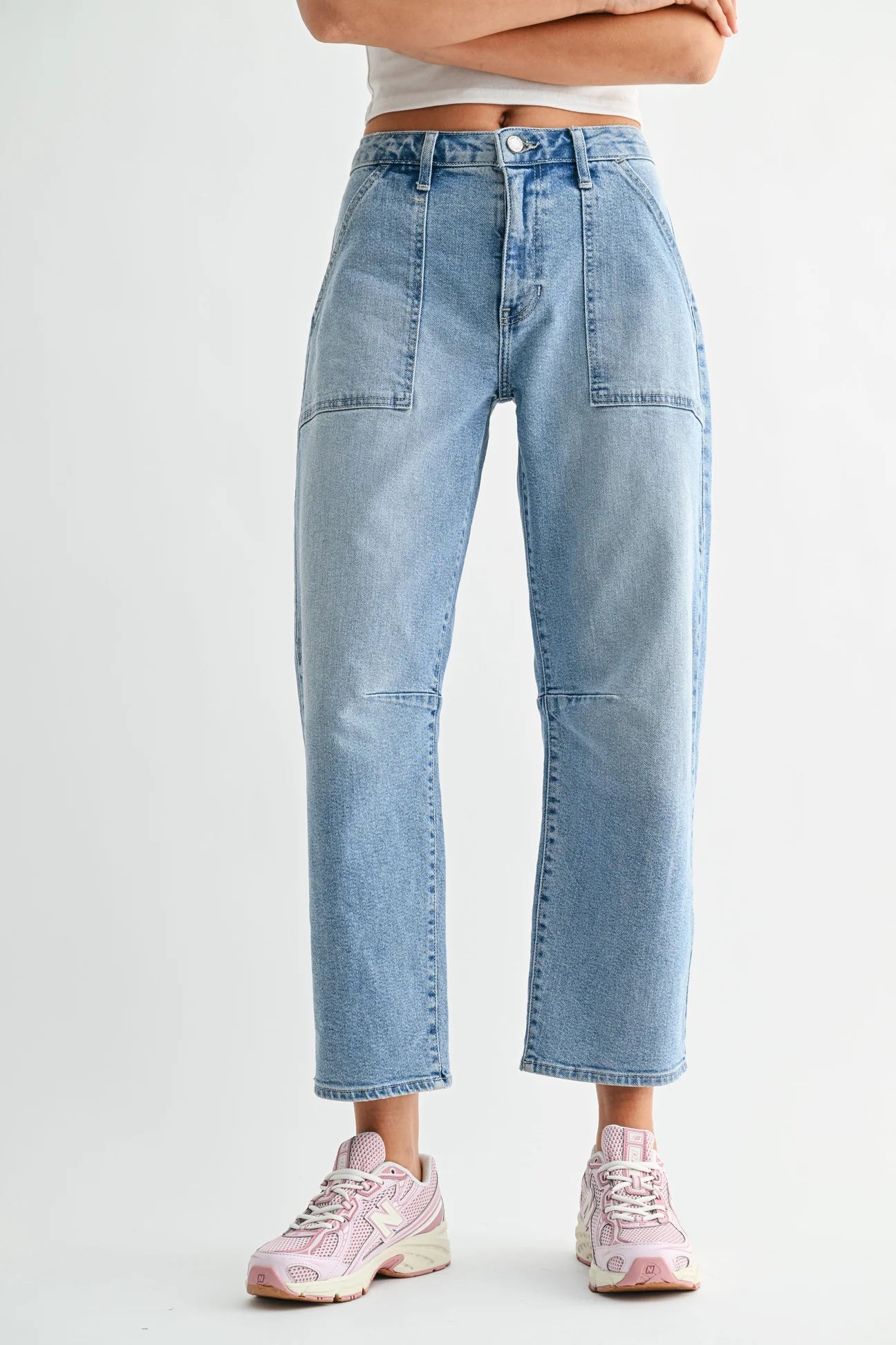 Just Black Denim Utility Seamed Barrel in Light Denim