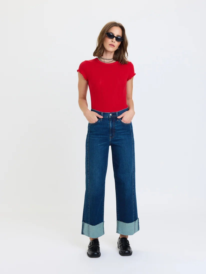 DAZE Pleaser High Rise Wide Ankle in Slow Motion