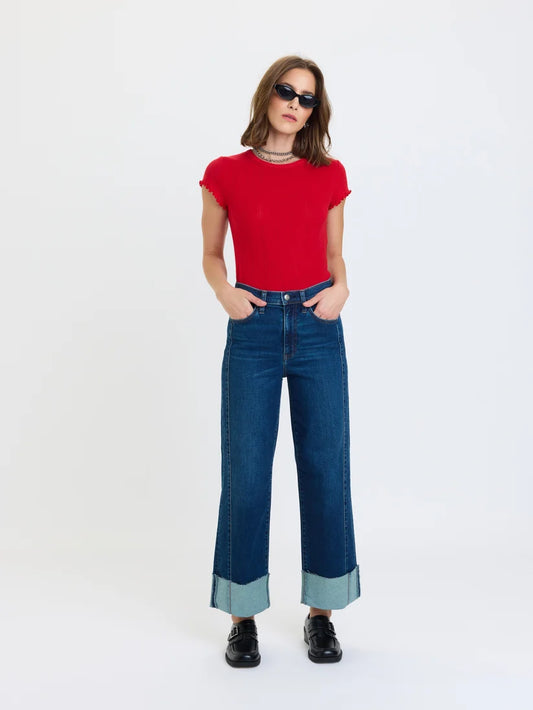 DAZE Pleaser High Rise Wide Ankle in Slow Motion