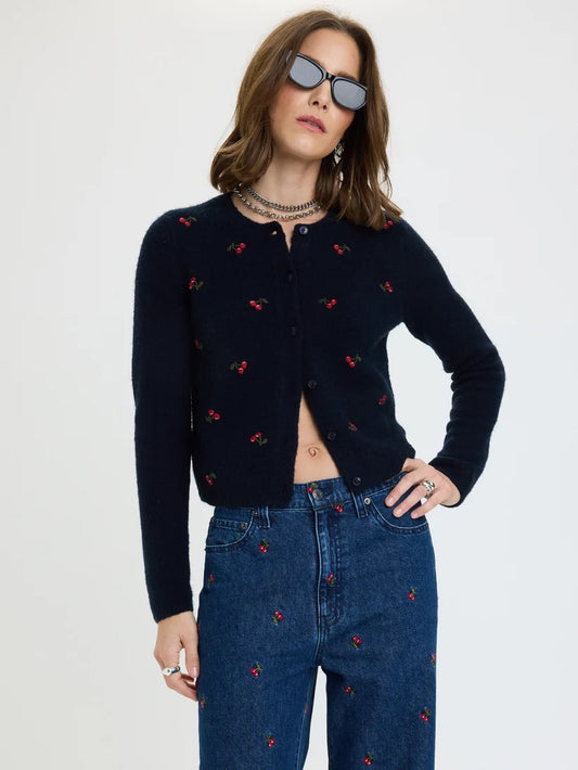DAZE Muse Embroidered Fitted Cardigan