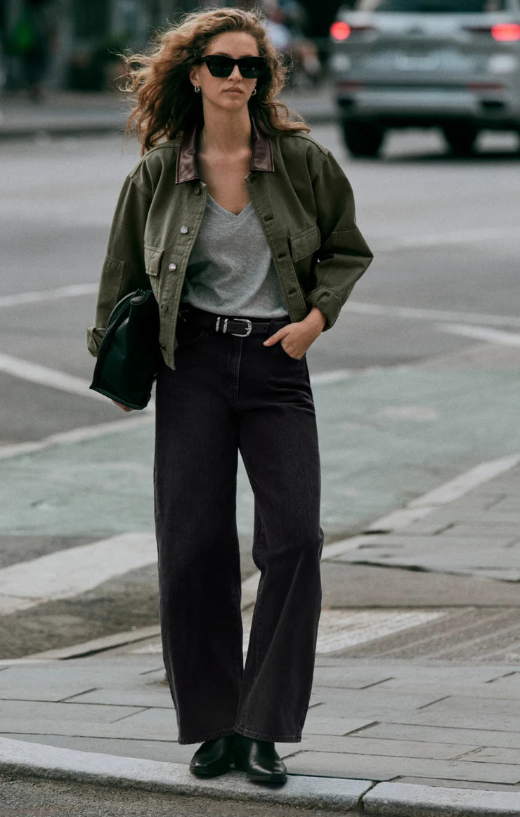Z Supply The Show Off High-Rise Bowed Denim in Nocturne