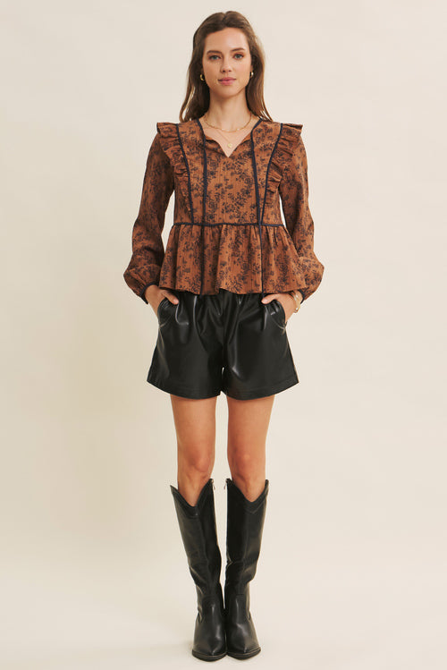 Floral Front Tie Blouse