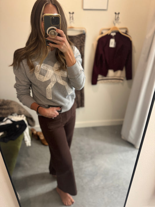 Patch Pocket Wide Leg in Dark Brown
