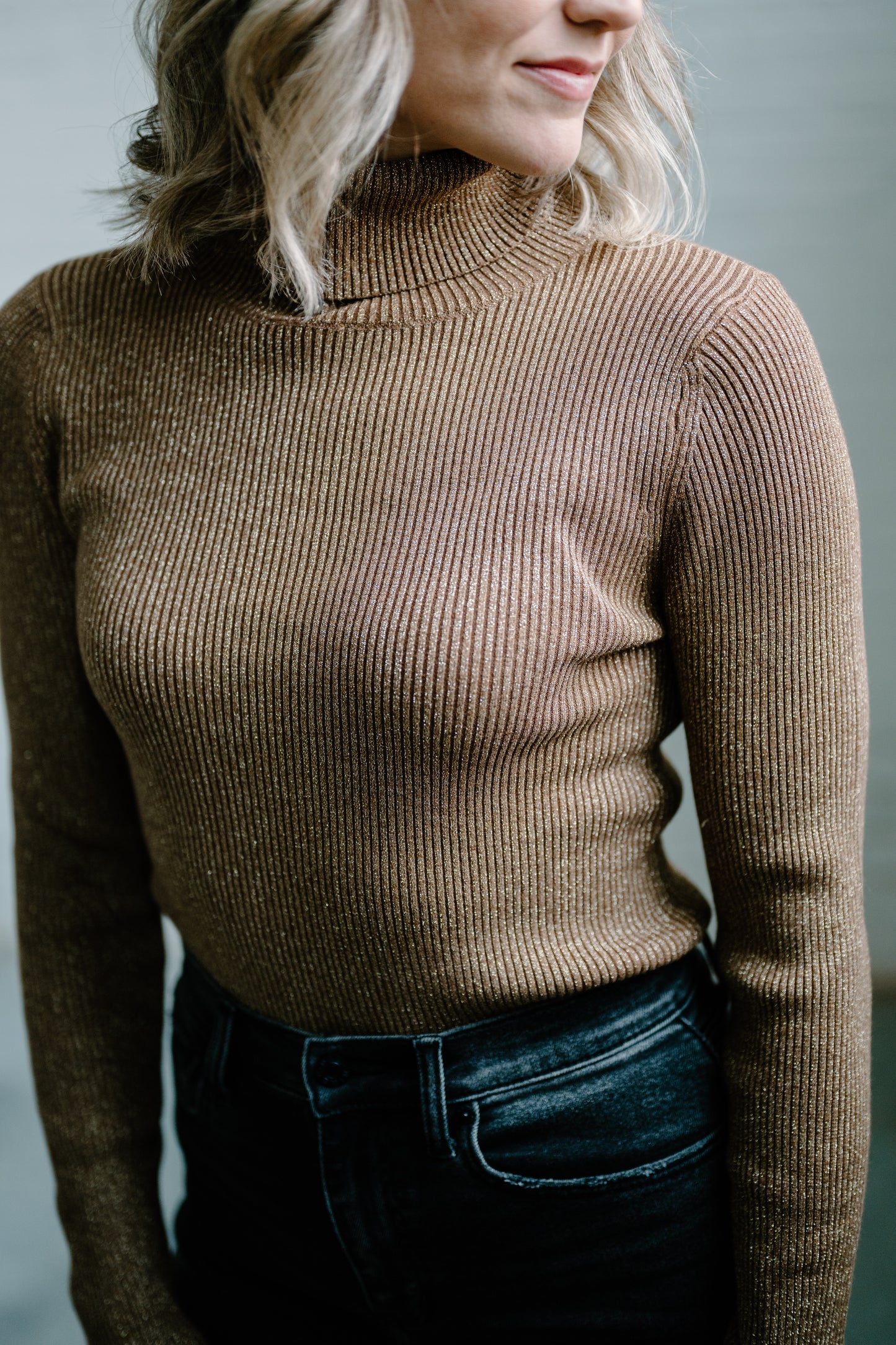 Garner Long Sleeve Metallic Top