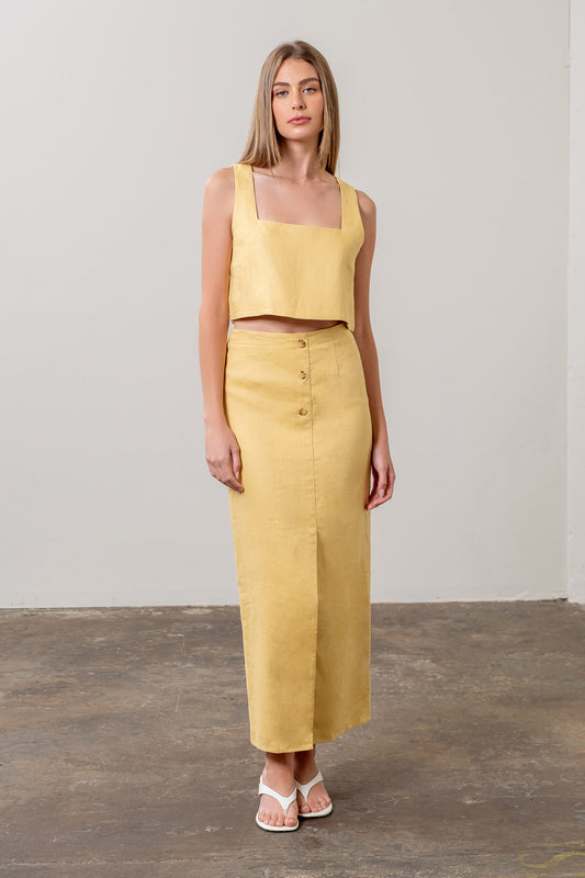 Capri Linen Midi Skirt