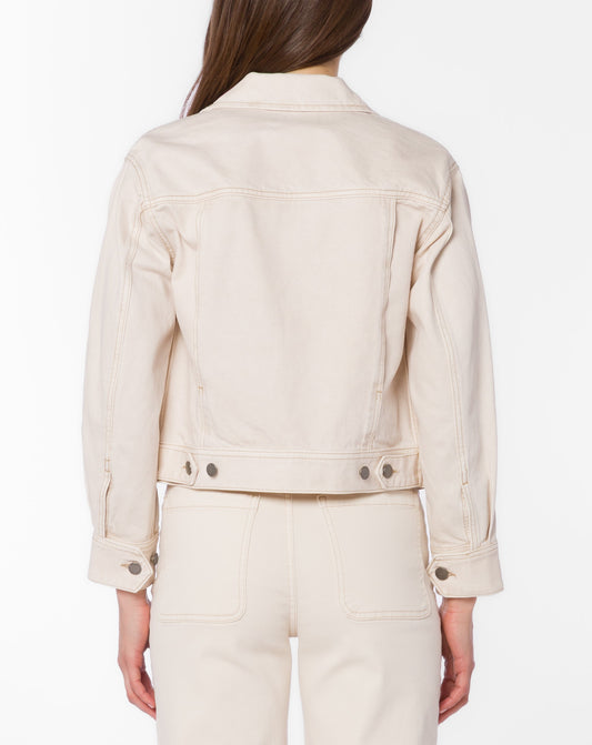 Peton Cream Cropped Denim Jacket