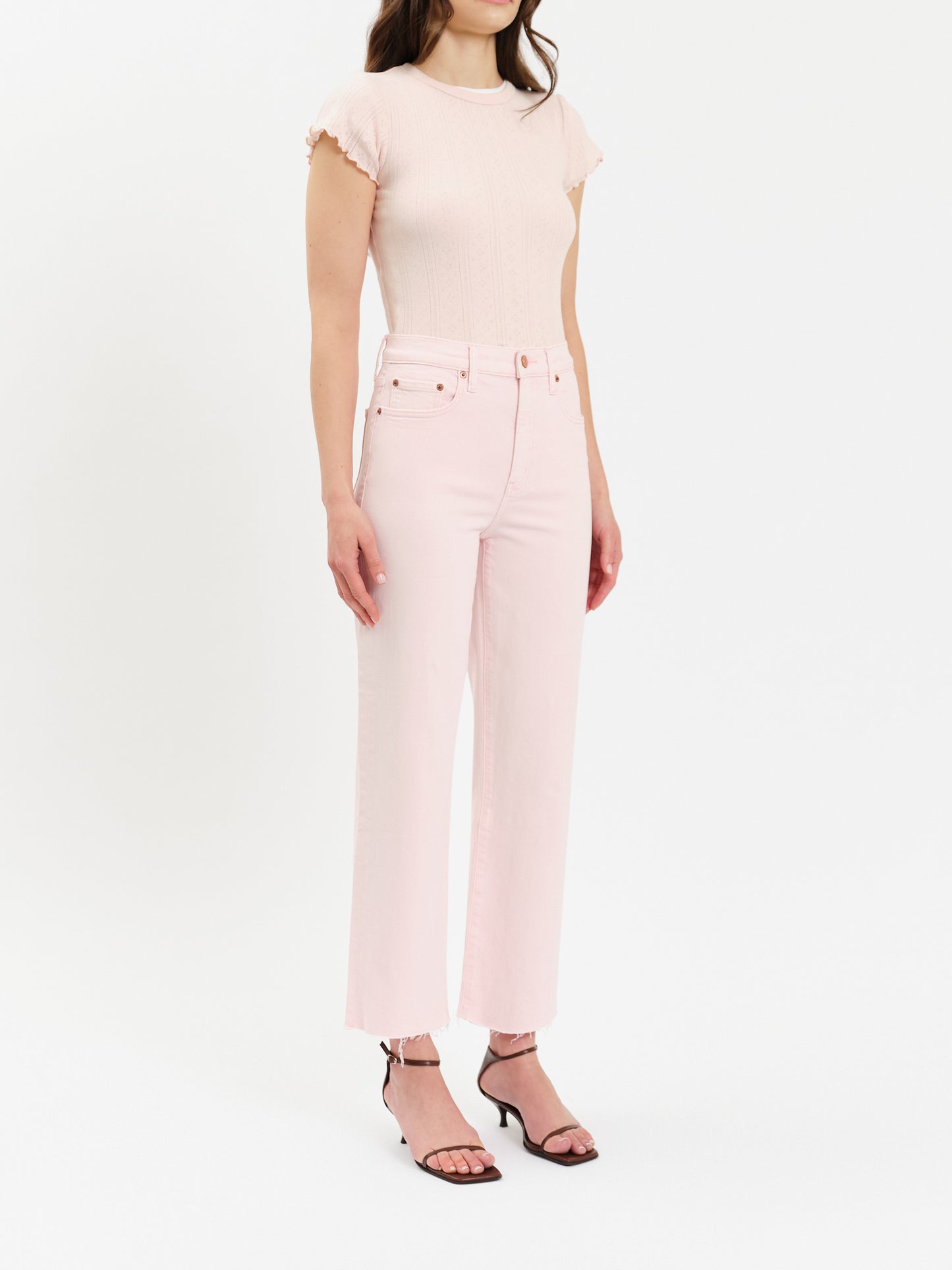 Daze Pleaser High Rise Wide Ankle in Think Pink