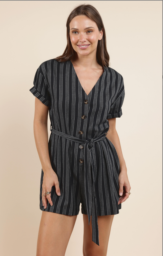 Jada Stripe Button Up Romper