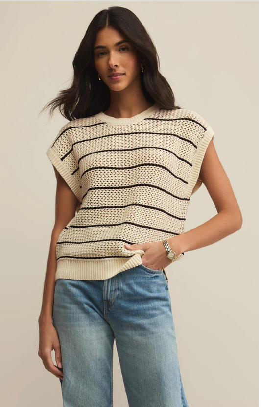 Ines Striped Crochet Sweater