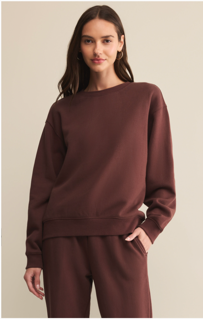 Boyfriend Cotton Sweatshirt in Sandalwood