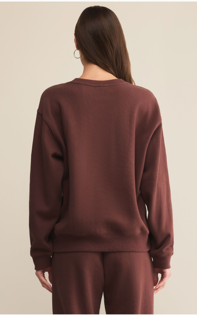Boyfriend Cotton Sweatshirt in Sandalwood