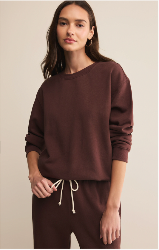 Boyfriend Cotton Sweatshirt in Sandalwood