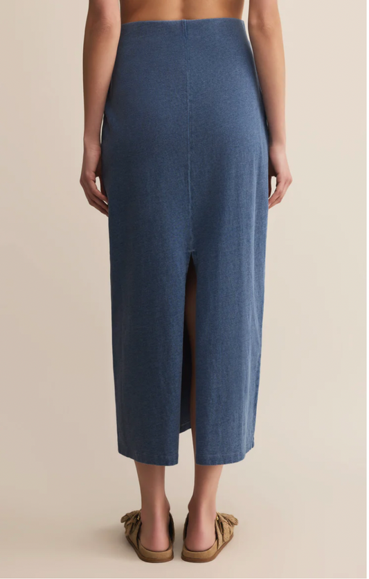 Gail Jersey Denim Midi Skirt