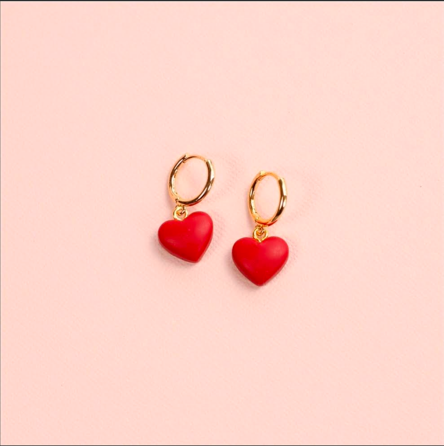 Red Heart Charm Hoops