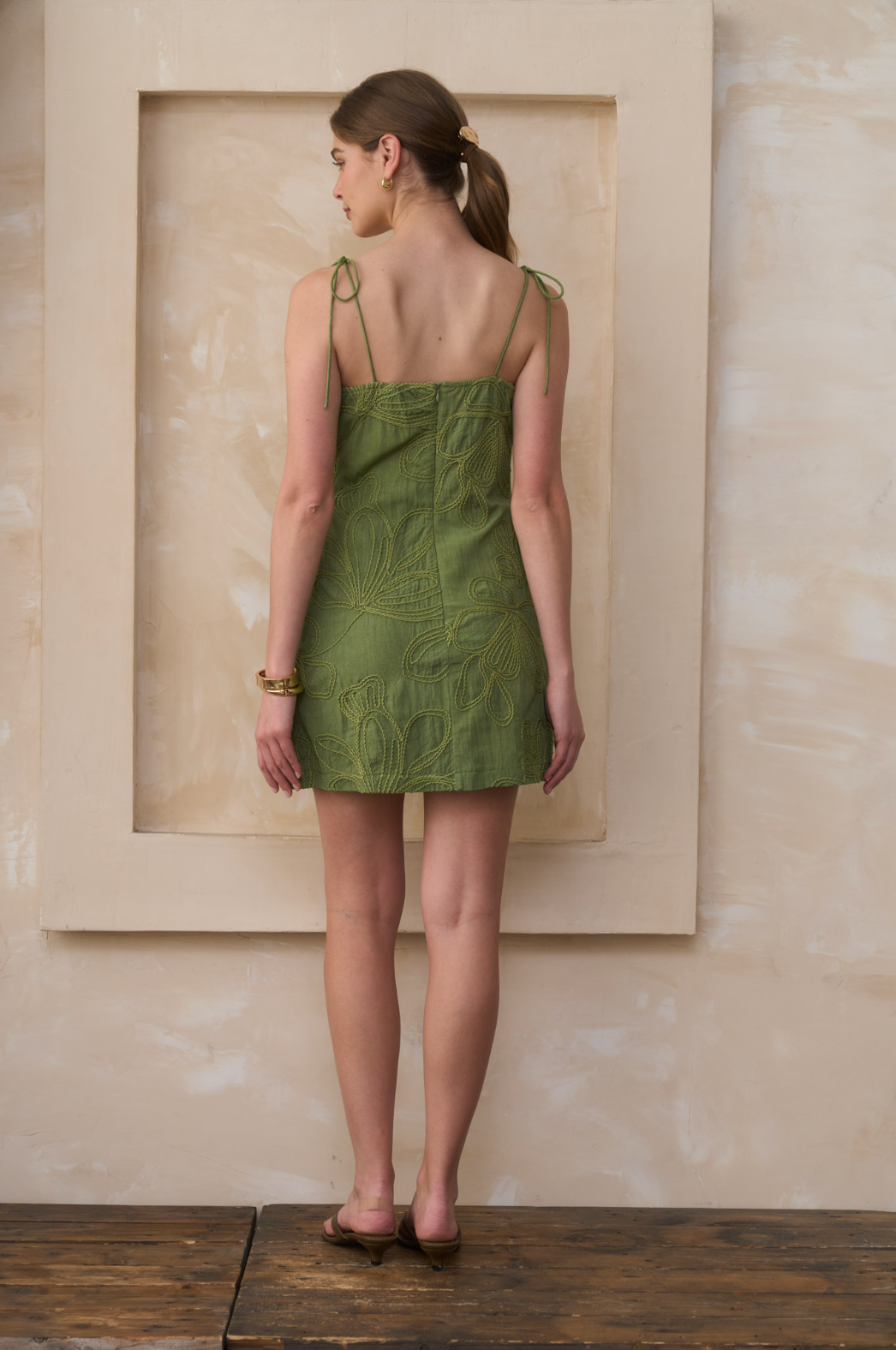 Sage Blossom Tie-Strap Dress