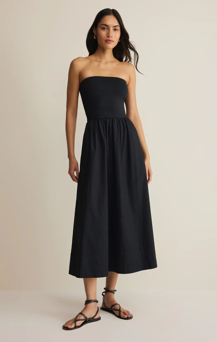 Z Supply Sunsought Strapless Midi Dress in Black