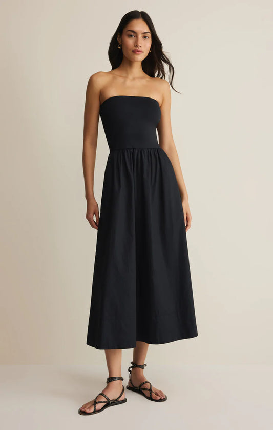 Z Supply Sunsought Strapless Midi Dress in Black