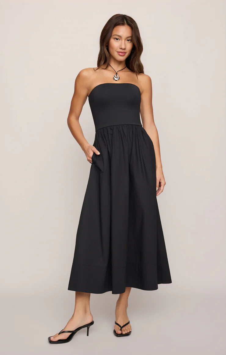Z Supply Sunsought Strapless Midi Dress in Black