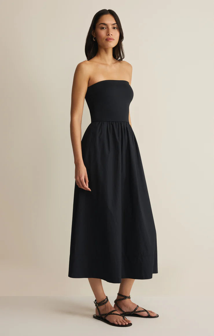 Z Supply Sunsought Strapless Midi Dress in Black