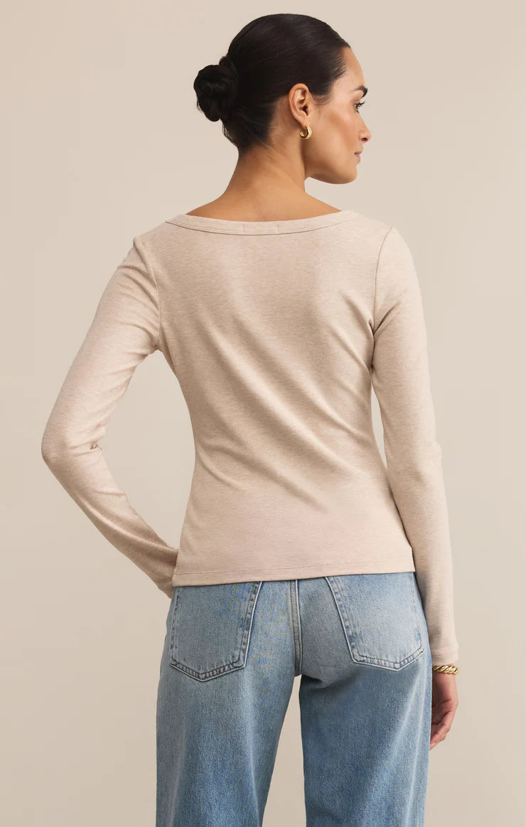 Z Supply Second Skin Scoop Neck Top in Oatmeal Heather