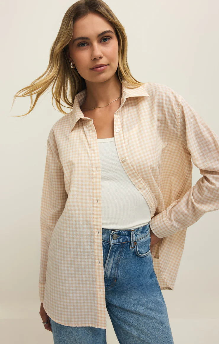 Z Supply Seaport Gingham Button Up Top