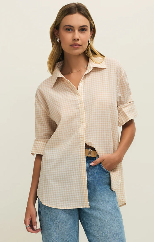 Z Supply Seaport Gingham Button Up Top