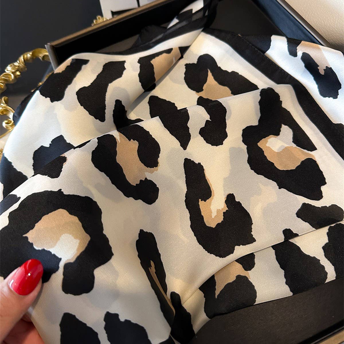 Leopard Print Small Square Scarf