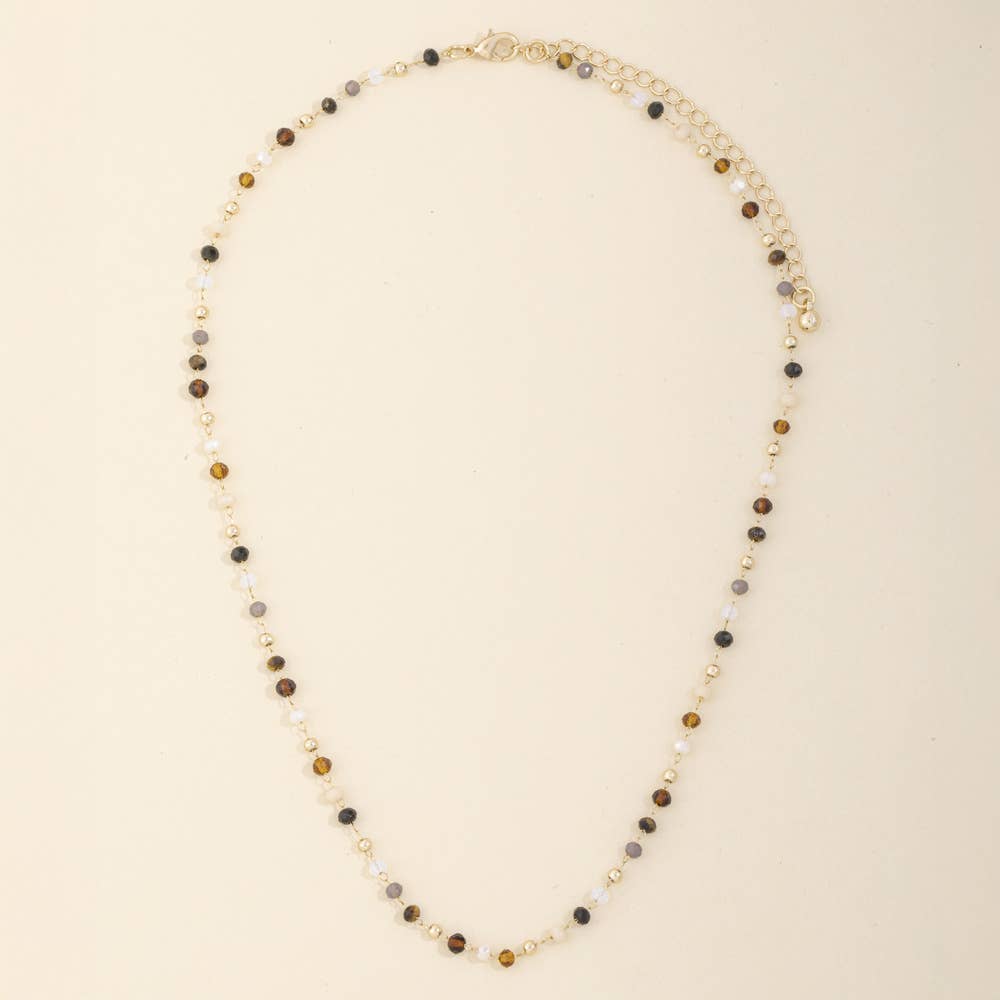 Dainty Faceted Bead Station Chain Necklace