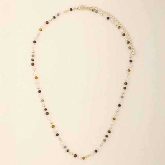 Dainty Faceted Bead Station Chain Necklace