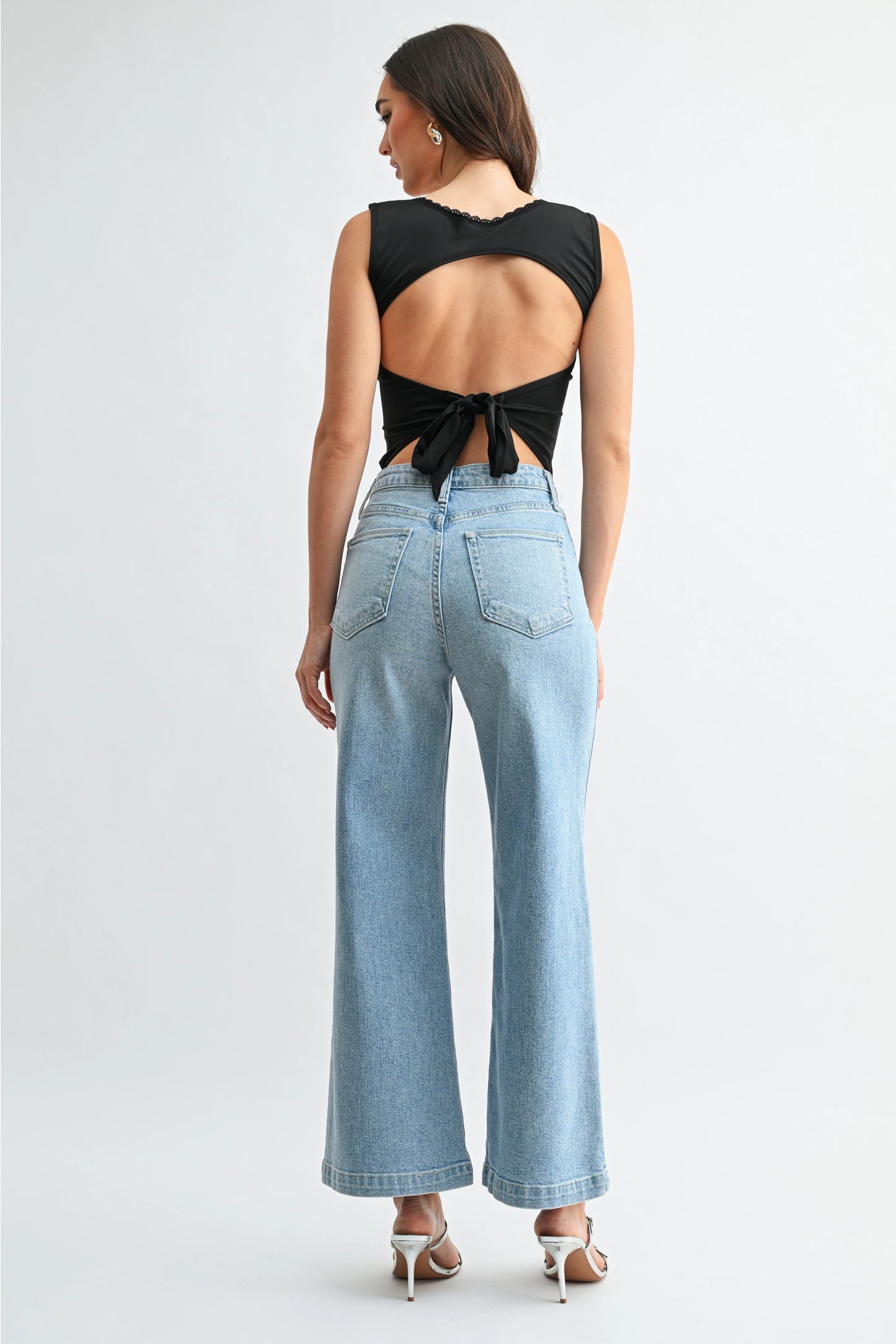 Patch Pocket Wide Leg Denim