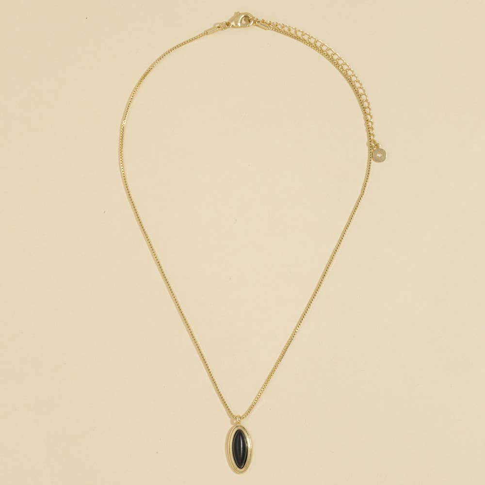 Oval Onyx Bezel Pendant Necklace