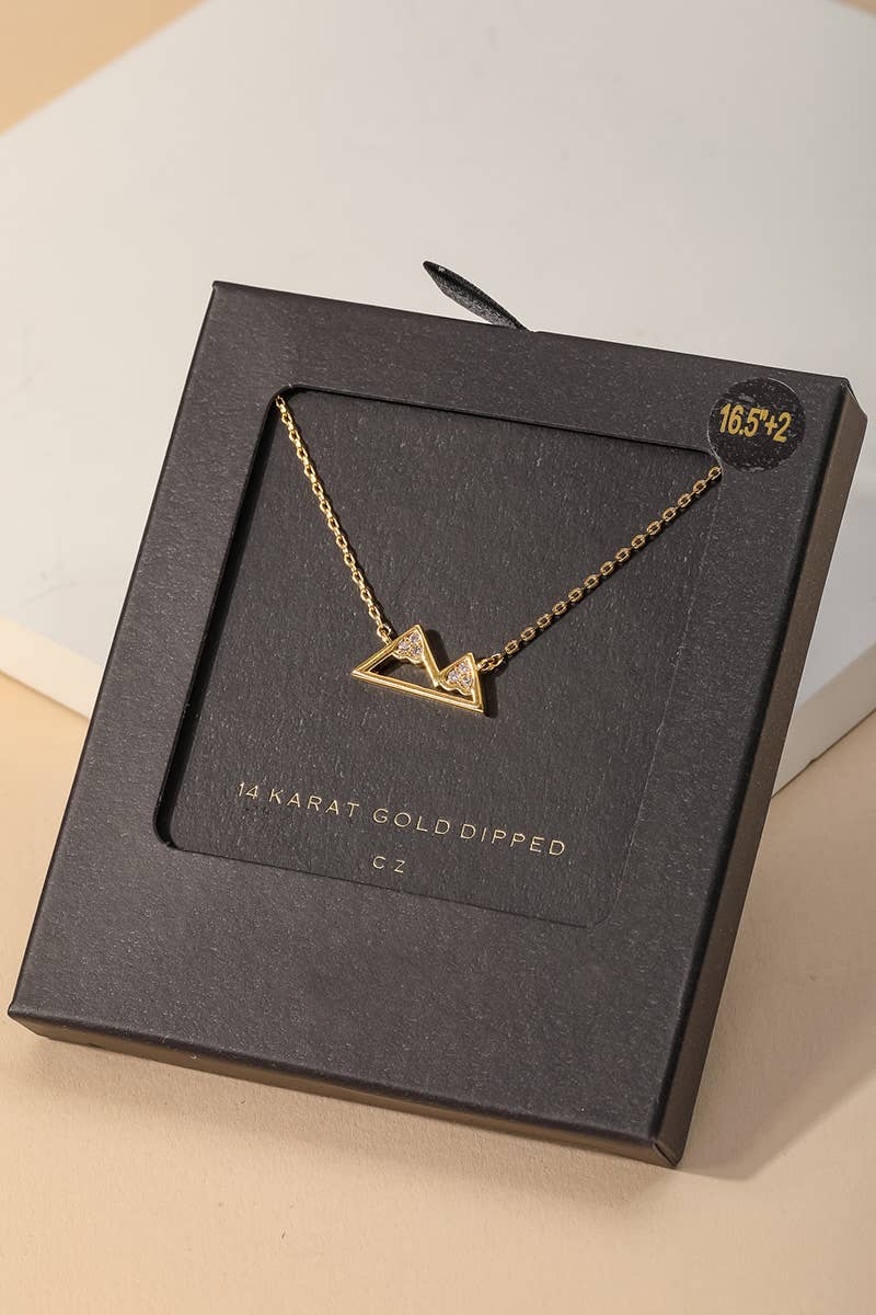 Gold Dipped Secret Box Mountain Pendant Necklace