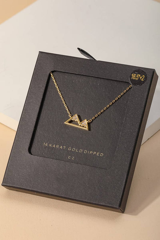 Gold Dipped Secret Box Mountain Pendant Necklace