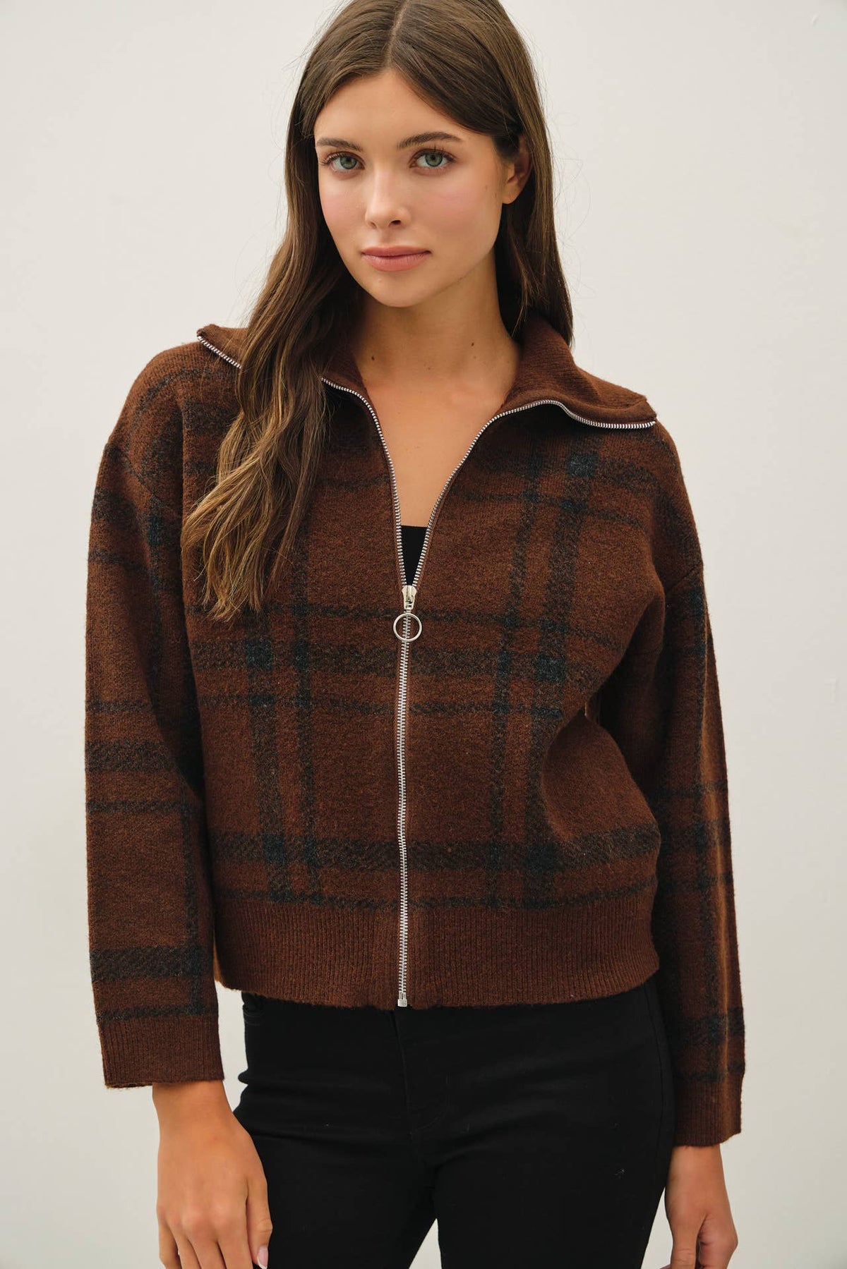 The Fireside Plaid Zip Cardigan