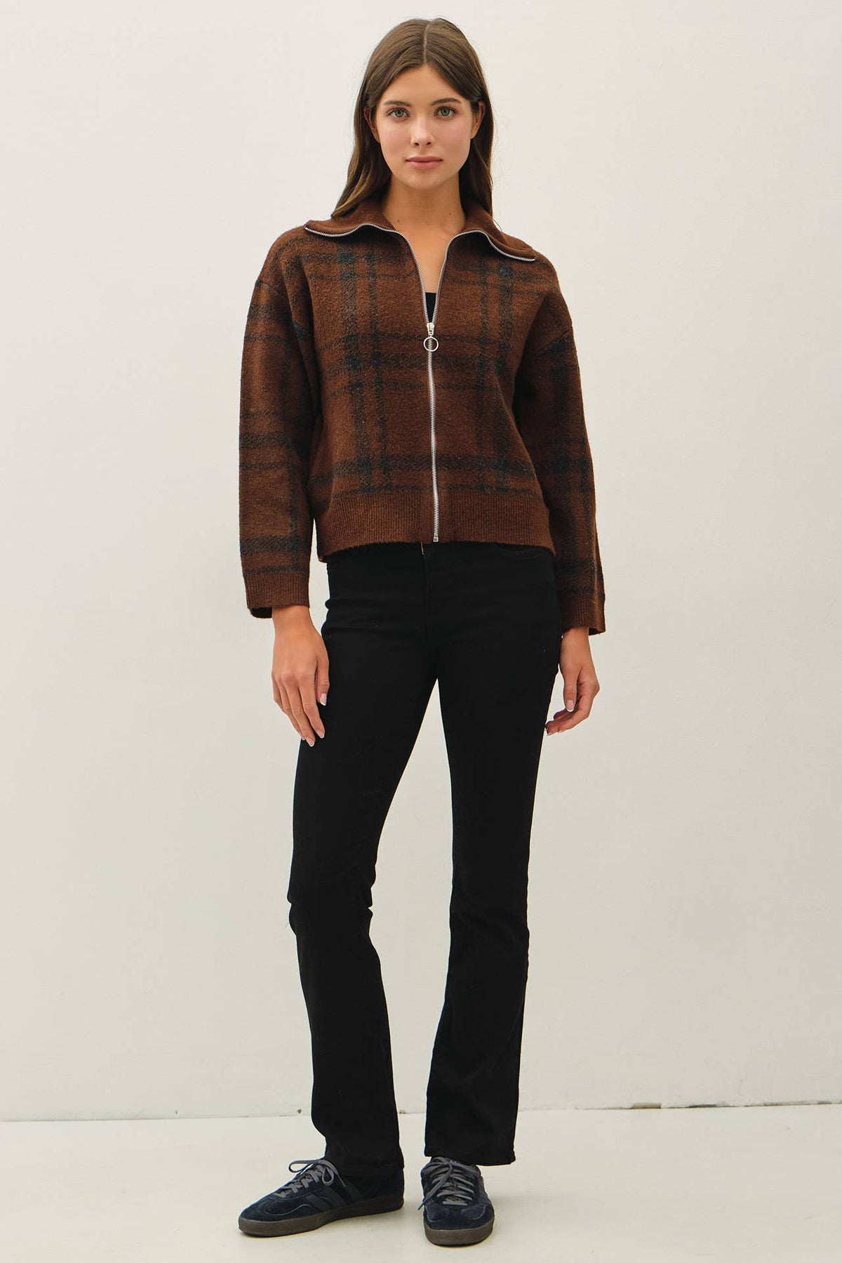 The Fireside Plaid Zip Cardigan