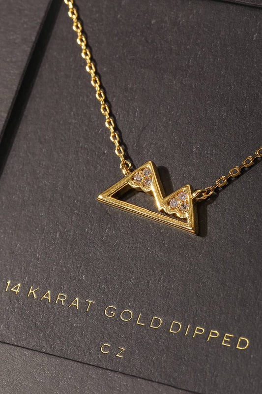 Gold Dipped Secret Box Mountain Pendant Necklace