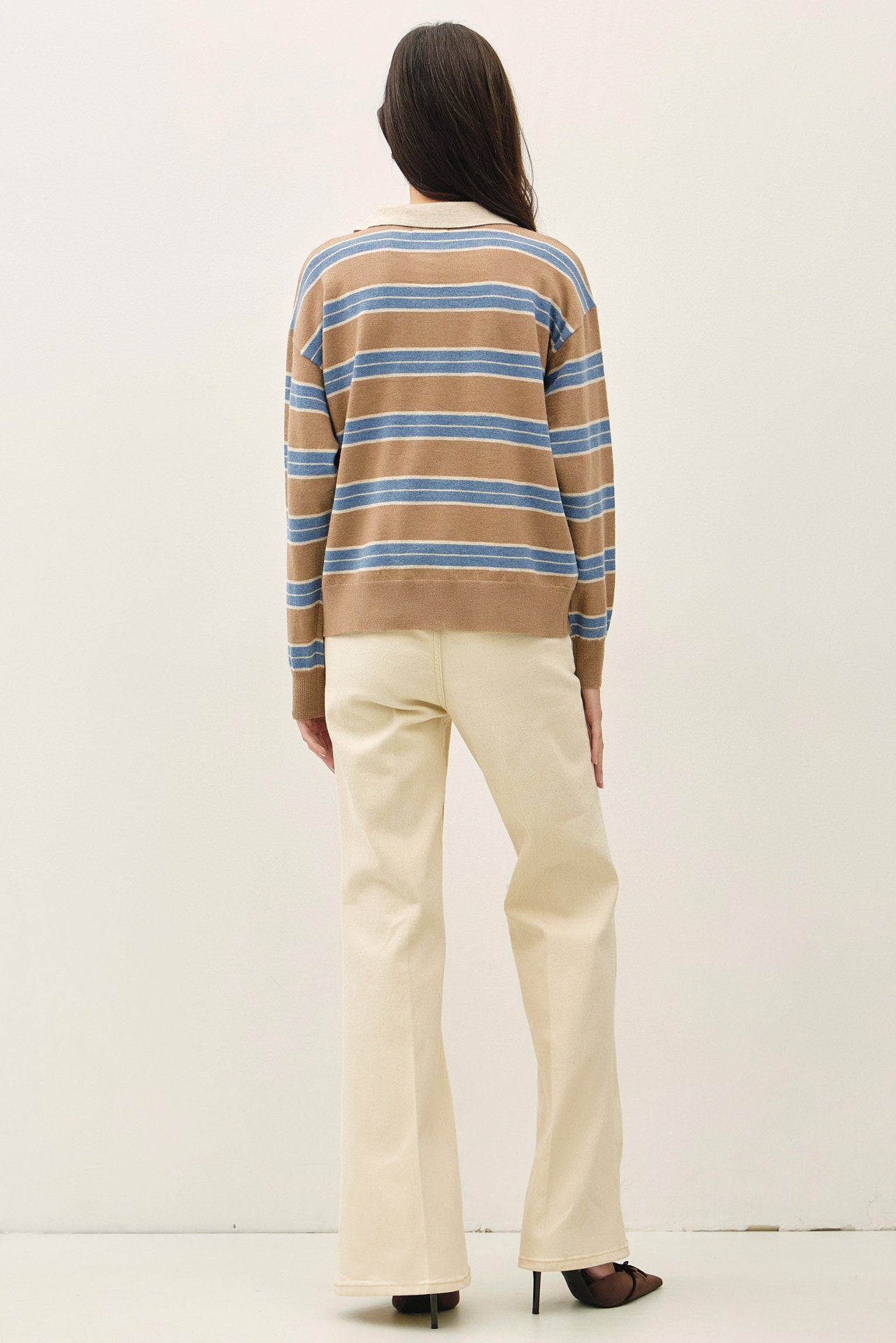 Ultra Soft Striped Polo Sweater