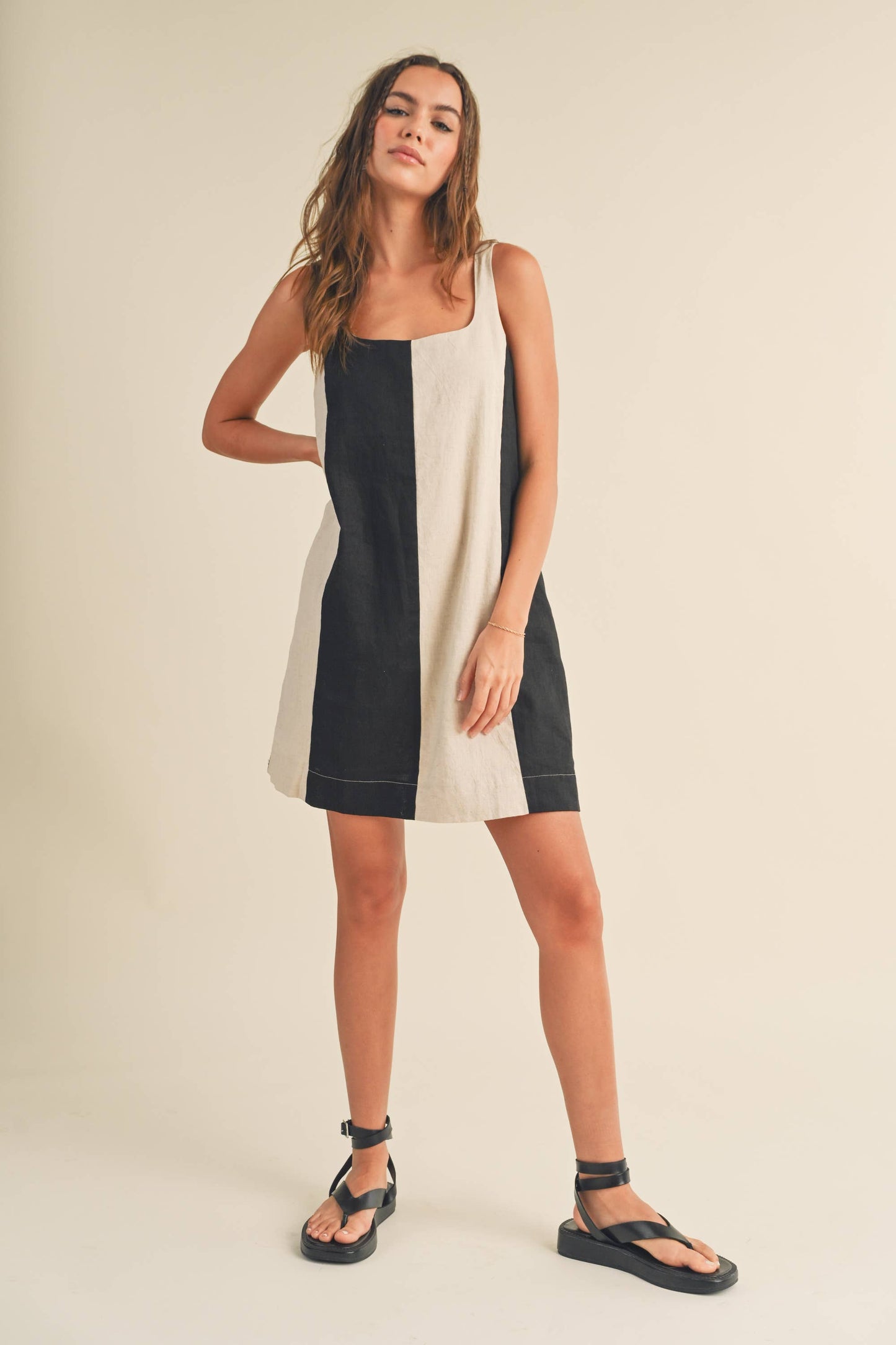 Colette Linen Color Block Dress