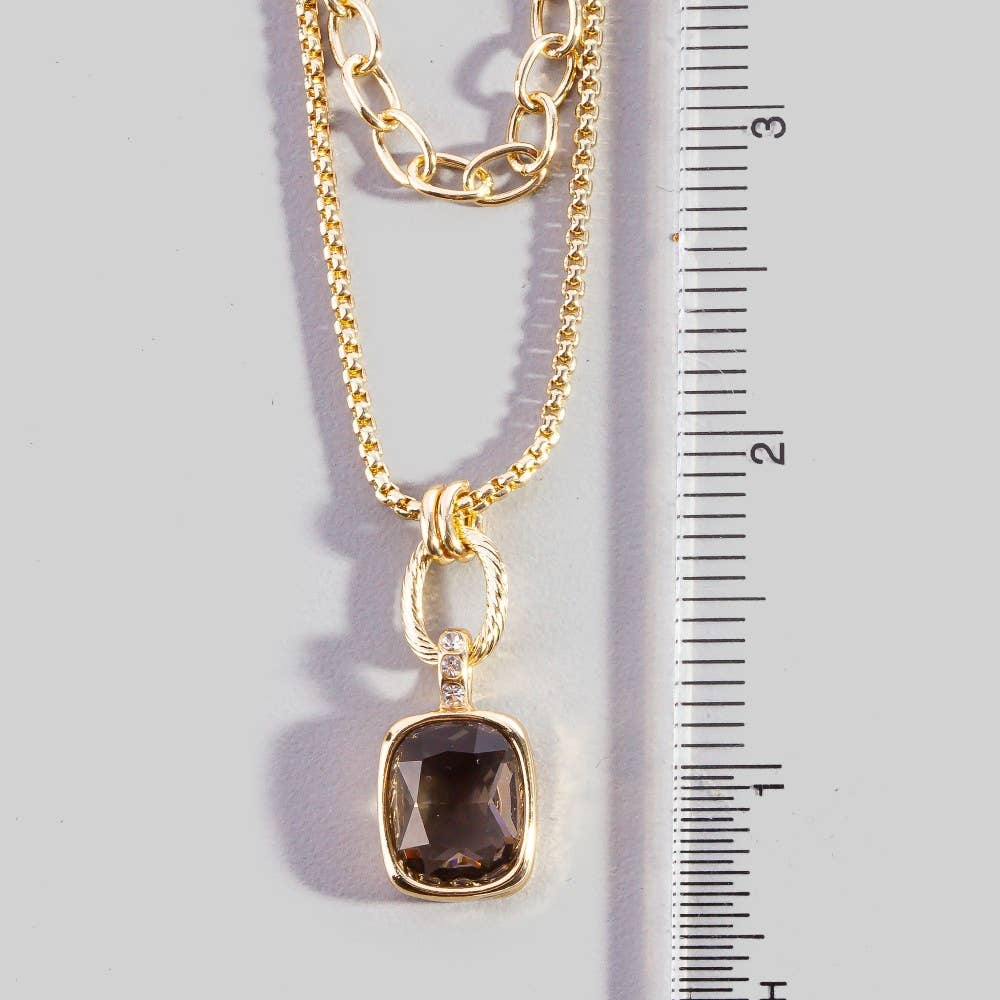 Layered Crystal Pendant Necklace