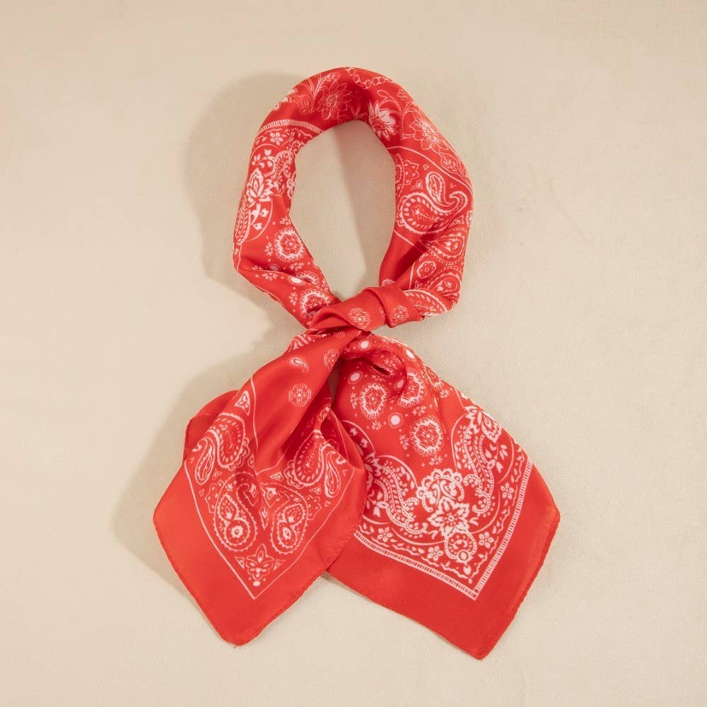 Multi-Patchwork Bandana Paisley Print Satin Square Scarf