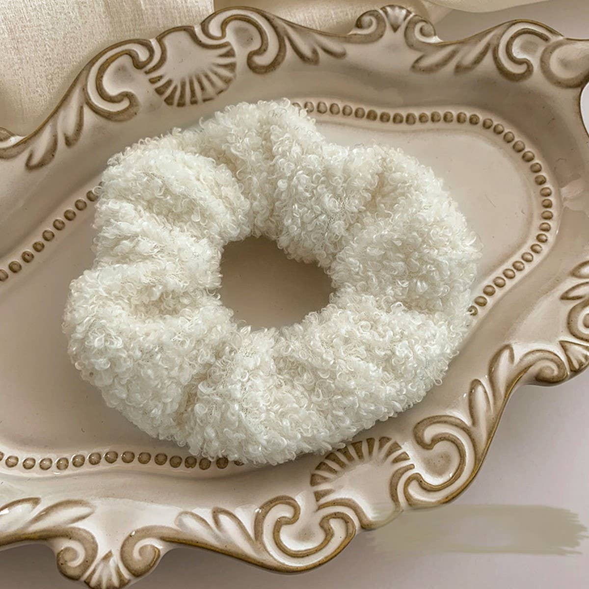White and Cream Hair Scrunchies