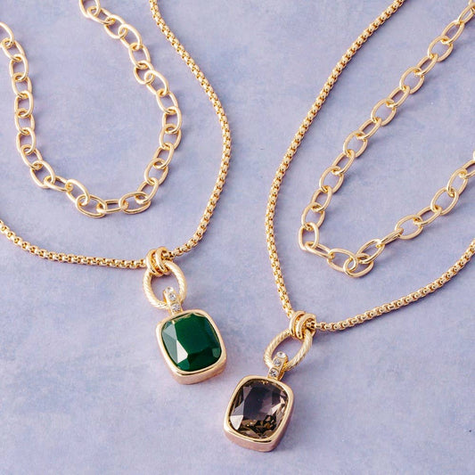 Layered Crystal Pendant Necklace