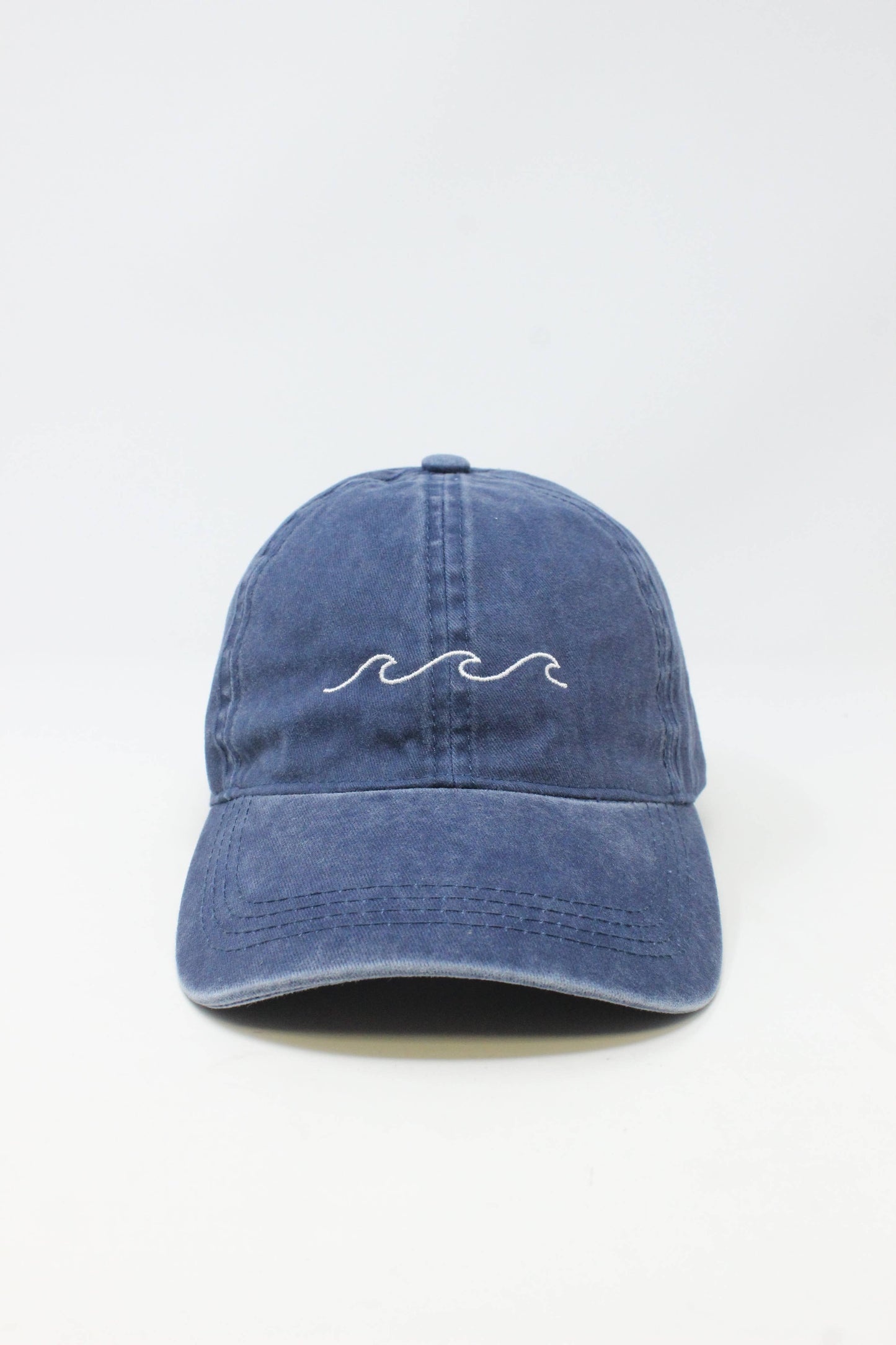 Navy Wave Embroidered Baseball Cap