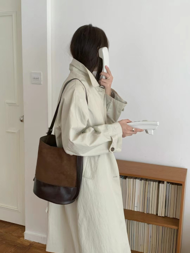 Suede-Like Microfiber Leather Shoulder Bag w/Pouch