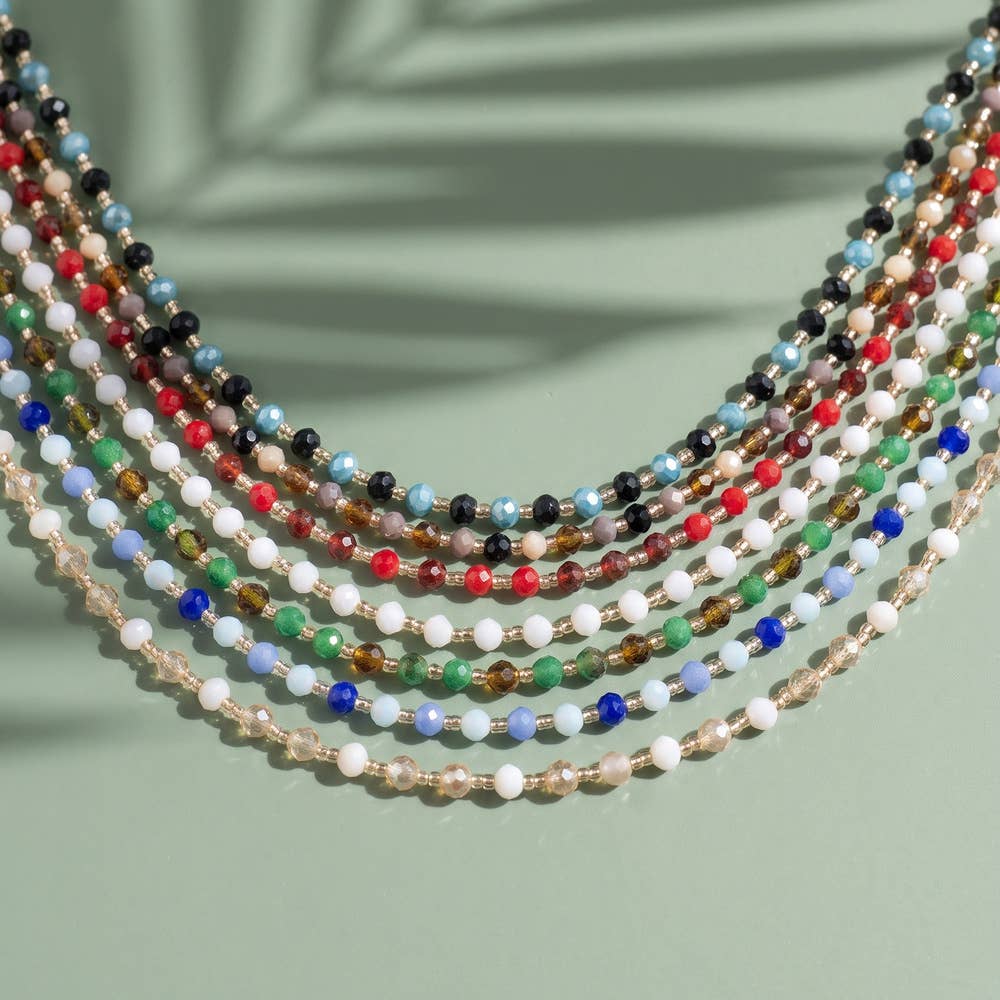Dainty Faceted Bead Station Chain Necklace