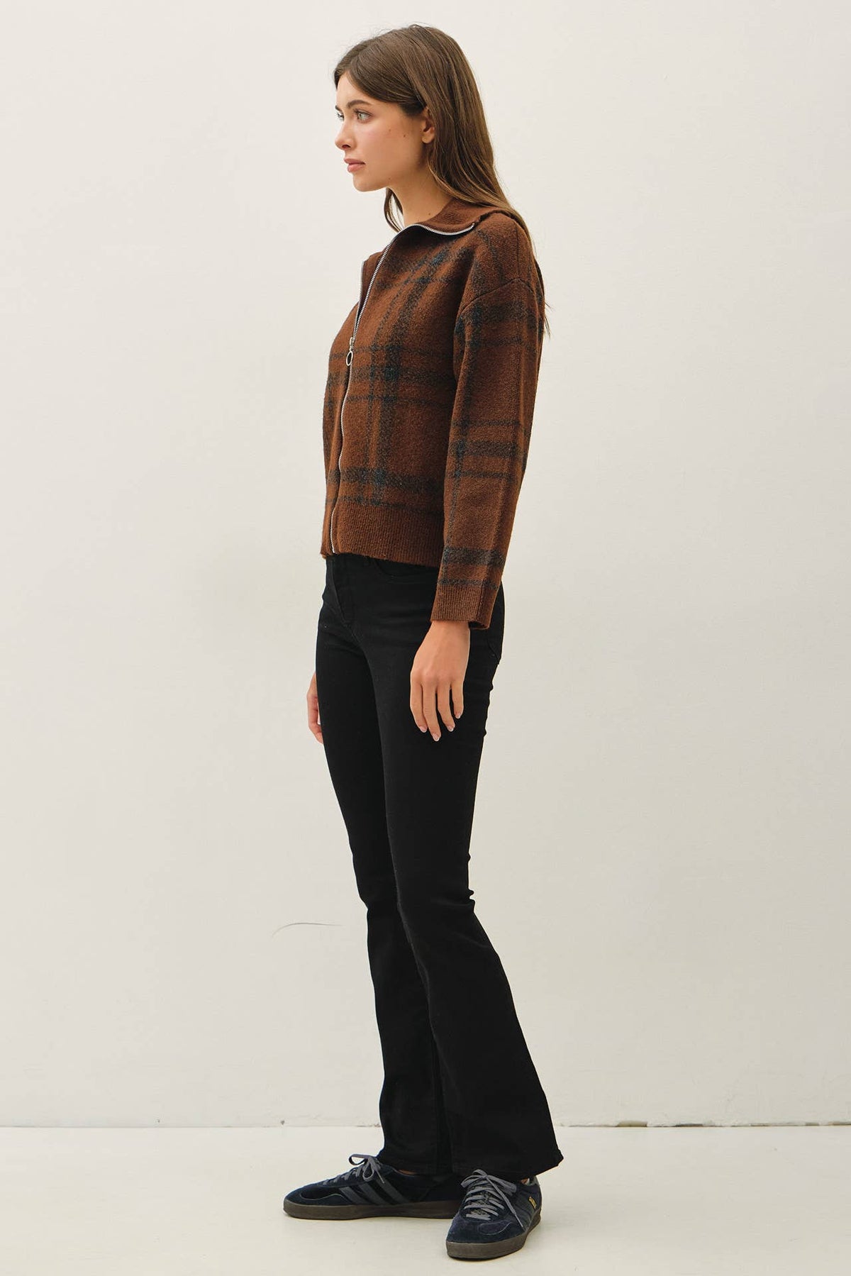 The Fireside Plaid Zip Cardigan