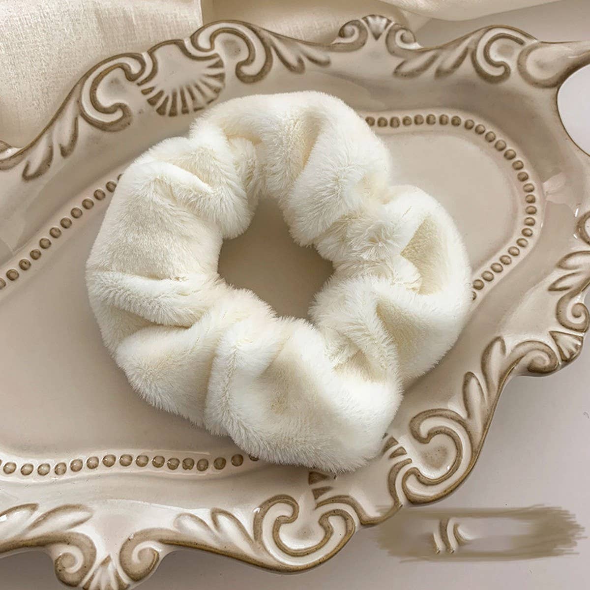 White and Cream Hair Scrunchies