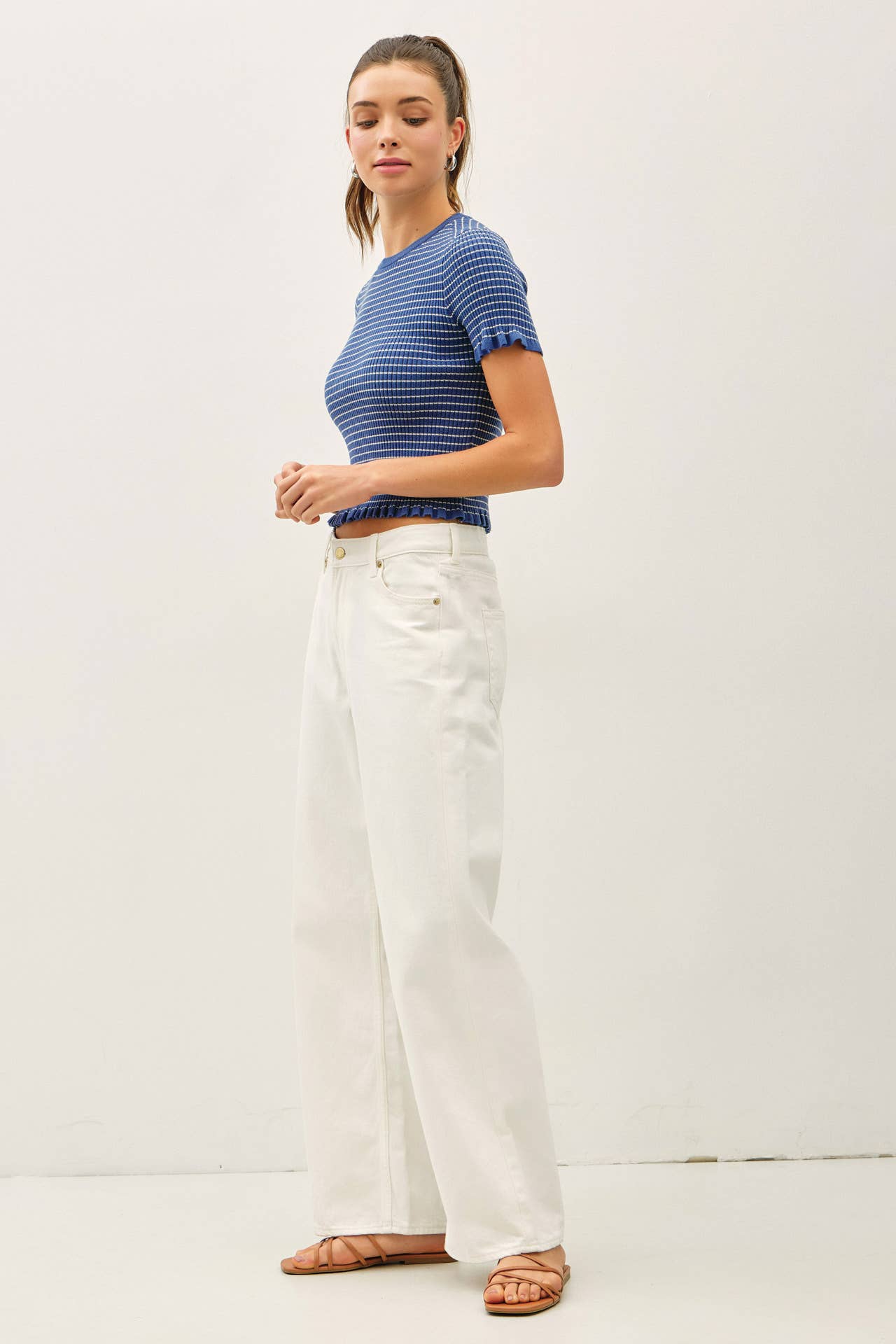 Mallory Striped Ruffle Top