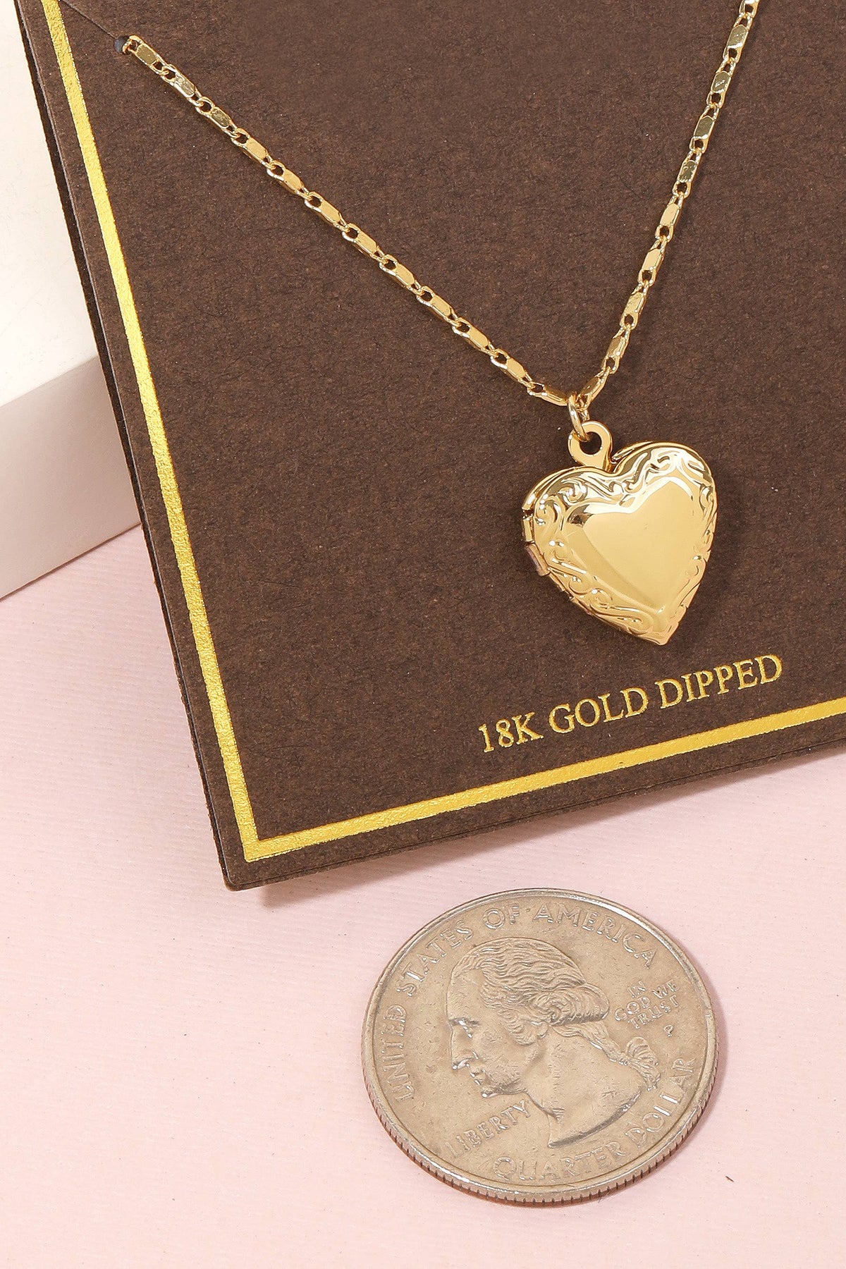 Gold Dipped Locket Heart Pendant Necklace