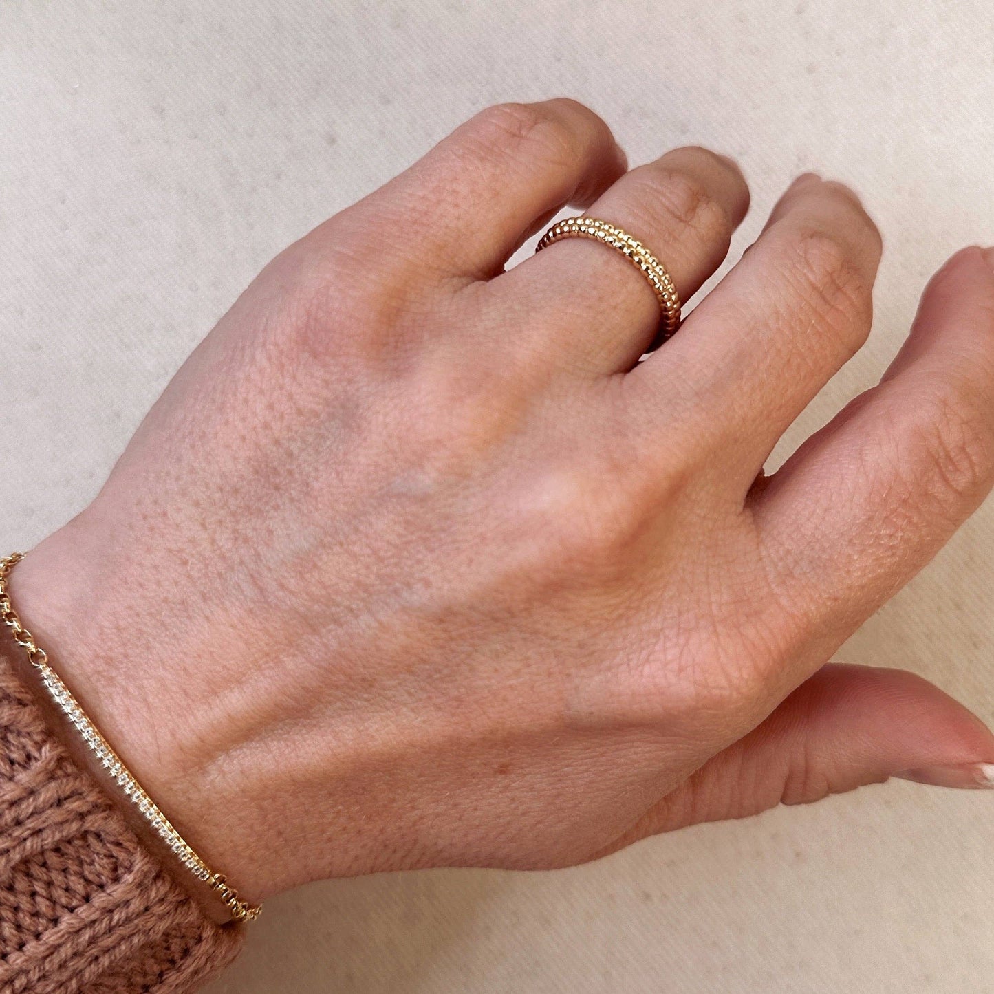 Double Beaded Band Ring